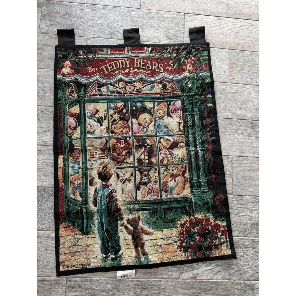 Stewart Sherwood Tapestry Wall Hanging Teddy Bears Shop Limited Signed 36